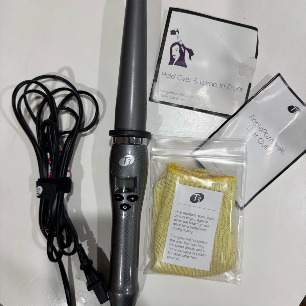 T3 Graphite Single Pass Whirl Curling Wand Set
